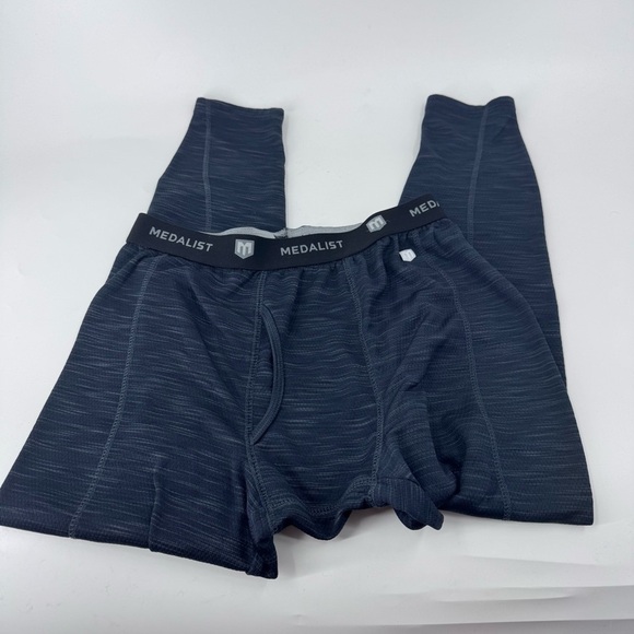 Sleek Black /Blue Boxer Brief long John / pajama pants with Contoured Pouch - Picture 4 of 9